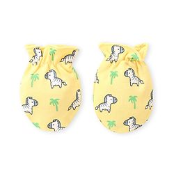 Babyhug 100% Cotton Mittens & Booties Set Zebra Print - Yellow