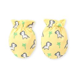 Babyhug 100% Cotton Mittens & Booties Set Zebra Print - Yellow