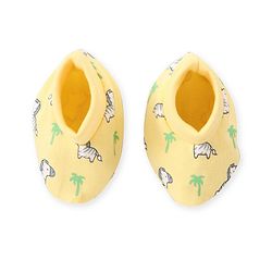 Babyhug 100% Cotton Mittens & Booties Set Zebra Print - Yellow