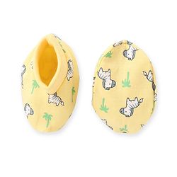 Babyhug 100% Cotton Mittens & Booties Set Zebra Print - Yellow