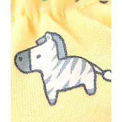 Babyhug 100% Cotton Mittens & Booties Set Zebra Print - Yellow