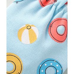 Babyhug 100% Cotton Mittens & Booties Water Rings Print - Blue