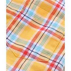 Babyhug Cotton Woven Half Sleeves Checks Shirt & Shorts Set with Bow - Multicolour