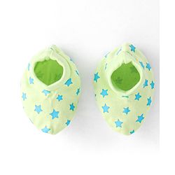 Babyhug 100% Cotton Knit Mittens & Booties Set with Star Print - Green