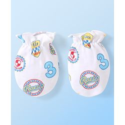 Babyhug 100% Cotton Mittens & Booties Set Text Print - White