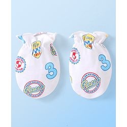 Babyhug 100% Cotton Mittens & Booties Set Text Print - White