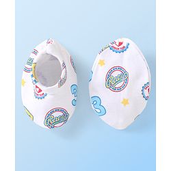 Babyhug 100% Cotton Mittens & Booties Set Text Print - White