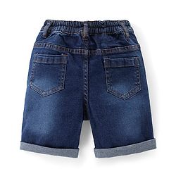 Babyhug Cotton Woven Half Sleeves Shirt & Knee Length Denim Shorts Set With Palm Trees Print - Blue