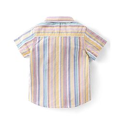 Babyhug Cotton Woven Half Sleeves Striped Shirt & Denim Shorts Set - Multicolor