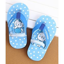 Cute Walk by Babyhug Flip Flops With Back Strap Bunny Print - Blue