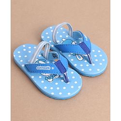 Cute Walk by Babyhug Flip Flops With Back Strap Bunny Print - Blue