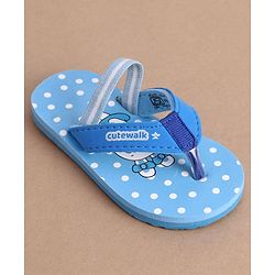 Cute Walk by Babyhug Flip Flops With Back Strap Bunny Print - Blue