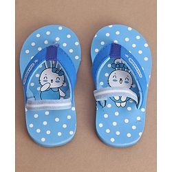 Cute Walk by Babyhug Flip Flops With Back Strap Bunny Print - Blue