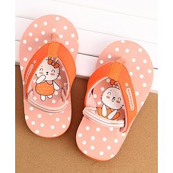 Cute Walk by Babyhug Flip Flops With Back Strap Bunny Print - Orange