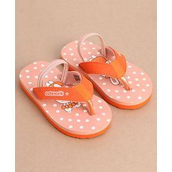 Cute Walk by Babyhug Flip Flops With Back Strap Bunny Print - Orange