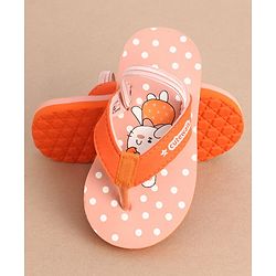 Cute Walk by Babyhug Flip Flops With Back Strap Bunny Print - Orange
