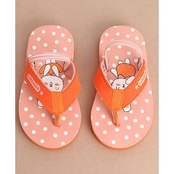 Cute Walk by Babyhug Flip Flops With Back Strap Bunny Print - Orange