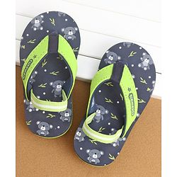 Cute Walk by Babyhug Flip Flops With Back Straps Koala Print - Navy Blue Green