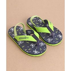 Cute Walk by Babyhug Flip Flops With Back Straps Koala Print - Navy Blue Green