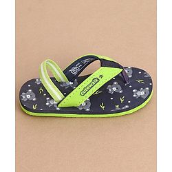 Cute Walk by Babyhug Flip Flops With Back Straps Koala Print - Navy Blue Green
