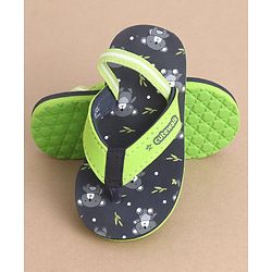 Cute Walk by Babyhug Flip Flops With Back Straps Koala Print - Navy Blue Green