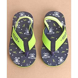 Cute Walk by Babyhug Flip Flops With Back Straps Koala Print - Navy Blue Green