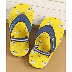 Cute Walk by Babyhug Slip On Flip Flops with Zebra Print & Back Strap - Yellow