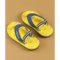 Cute Walk by Babyhug Slip On Flip Flops with Zebra Print & Back Strap - Yellow