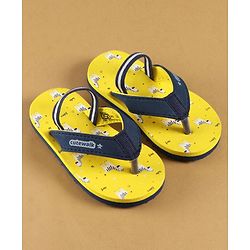 Cute Walk by Babyhug Slip On Flip Flops with Zebra Print & Back Strap - Yellow