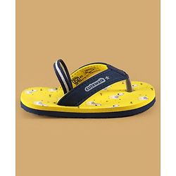 Cute Walk by Babyhug Slip On Flip Flops with Zebra Print & Back Strap - Yellow