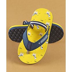 Cute Walk by Babyhug Slip On Flip Flops with Zebra Print & Back Strap - Yellow