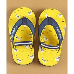 Cute Walk by Babyhug Slip On Flip Flops with Zebra Print & Back Strap - Yellow
