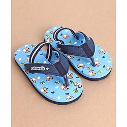 Cute Walk by Babyhug Flip Flops With Back Strap Bear Print - Blue