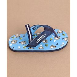 Cute Walk by Babyhug Flip Flops With Back Strap Bear Print - Blue