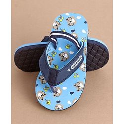 Cute Walk by Babyhug Flip Flops With Back Strap Bear Print - Blue