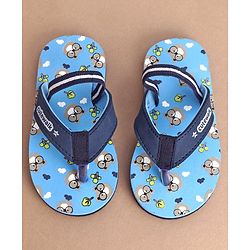 Cute Walk by Babyhug Flip Flops With Back Strap Bear Print - Blue