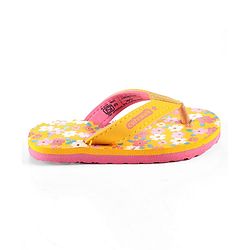 Cute Walk by Babyhug Slip On Flip Flops Floral Print - Yellow & Pink