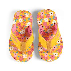 Cute Walk by Babyhug Slip On Flip Flops Floral Print - Yellow & Pink