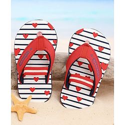 Cute Walk by Babyhug Flip Flops Heart Print - Red