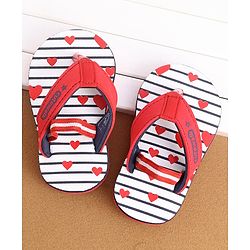 Cute Walk by Babyhug Flip Flops Heart Print - Red
