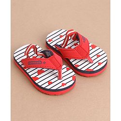 Cute Walk by Babyhug Flip Flops Heart Print - Red