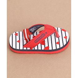 Cute Walk by Babyhug Flip Flops Heart Print - Red