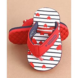 Cute Walk by Babyhug Flip Flops Heart Print - Red