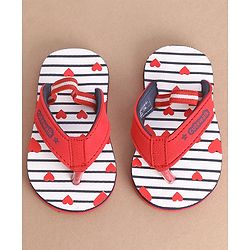 Cute Walk by Babyhug Flip Flops Heart Print - Red