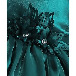 Babyhug Woven Sleeveless Party Balloon Dress With Frilled Sleeves & Floral Applique - Bottle Green