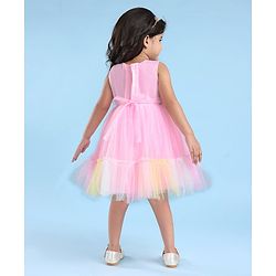 Babyhug Woven Sleeveless Tiered Party Dress With Frill Detailing  - Multicolour