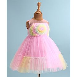 Babyhug Woven Sleeveless Tiered Party Dress With Frill Detailing  - Multicolour