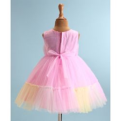 Babyhug Woven Sleeveless Tiered Party Dress With Frill Detailing  - Multicolour