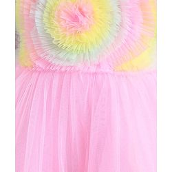 Babyhug Woven Sleeveless Tiered Party Dress With Frill Detailing  - Multicolour