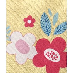 Babyhug 100% Cotton Knit Floral Print Mittens & Booties - Yellow